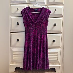 Champs Purple and Pink Patterned Midi Dress